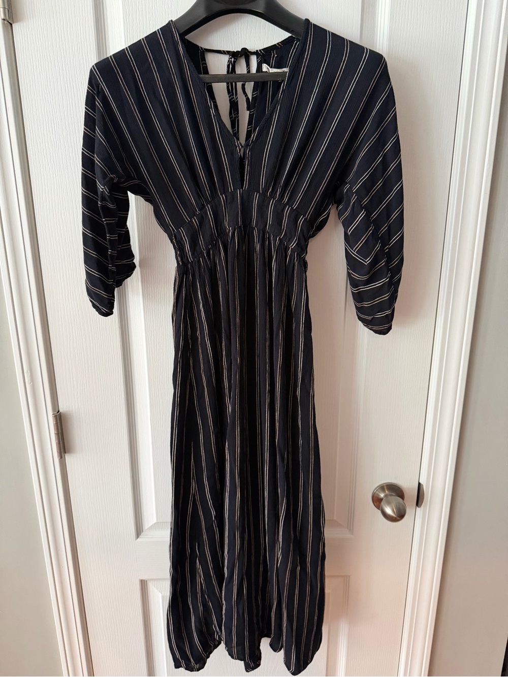 Billabong Black Maxi Dress with Cream Stripes